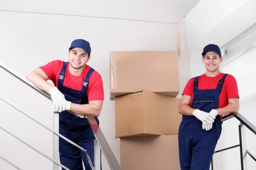 Removal team planning a flat move in Islington with boxes and furniture