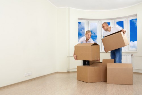Organised moving boxes in a local property