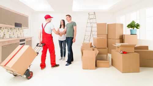 Packed furniture and business items ready for storage