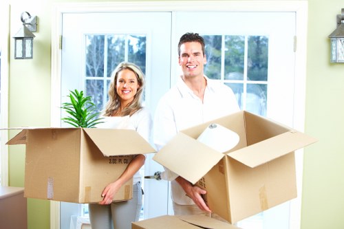 Local removals team planning access on an Islington street